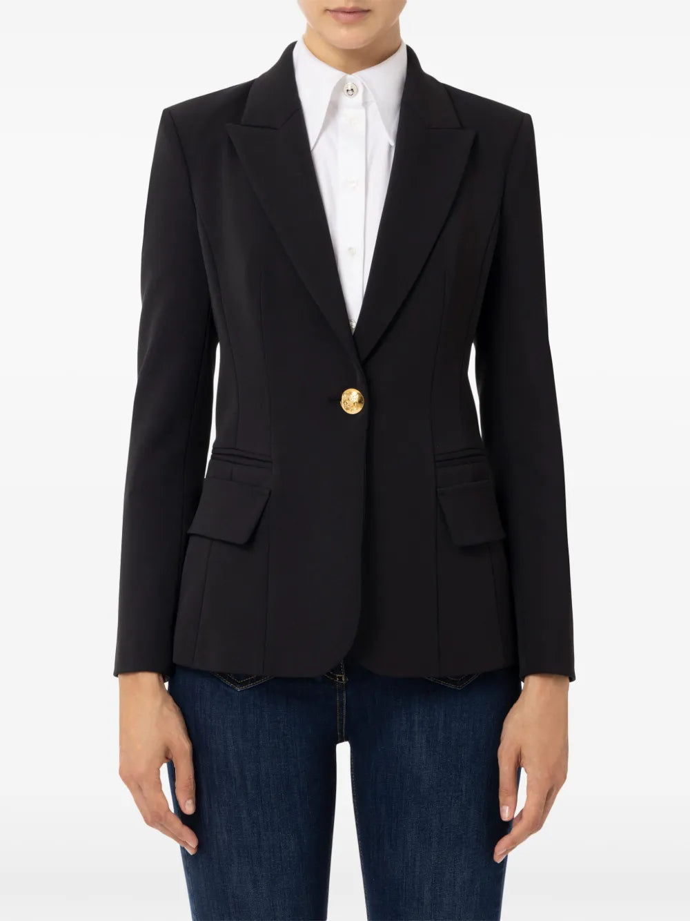 Peak-Lapel Crepe Blazer