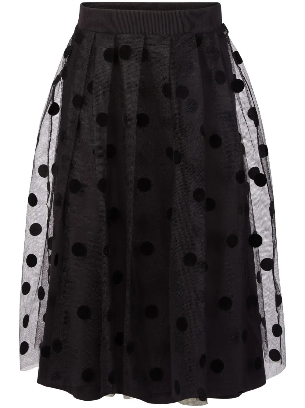 Polka Dot-Print Pleated Midi Skirt