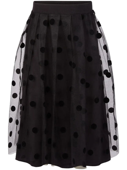 Polka Dot-Print Pleated Midi Skirt
