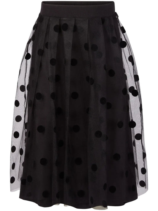 Polka Dot-Print Pleated Midi Skirt