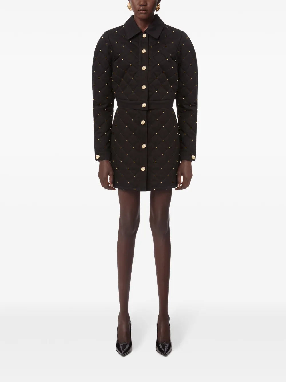 Studded Quilted Cotton Skirt