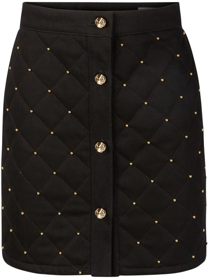 Studded Quilted Cotton Skirt