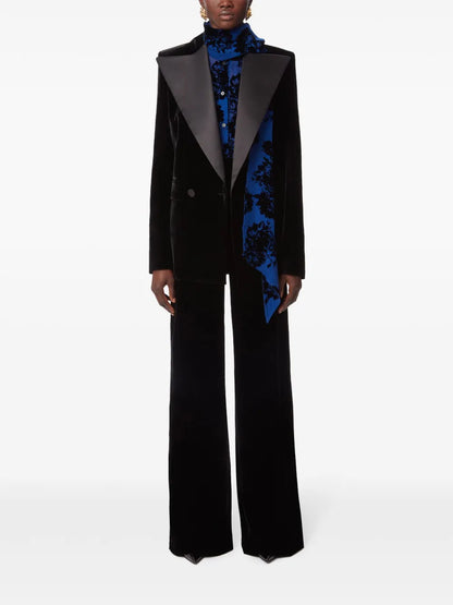 Double-Breasted Velvet Blazer