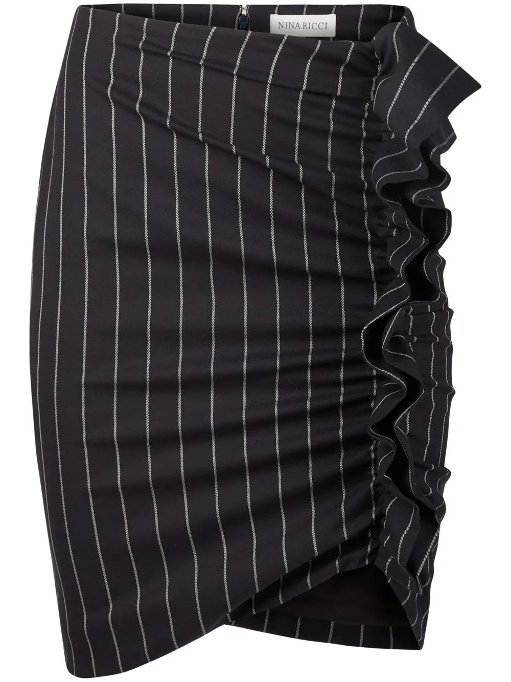 Pinstripe Draped Mid Skirt