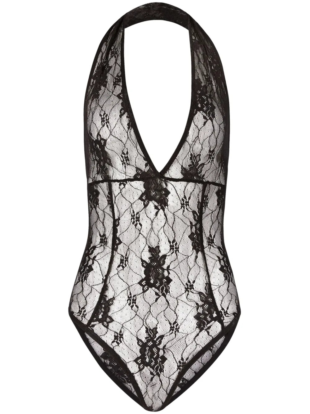 Floral-Lace Halterneck Bodysuit
