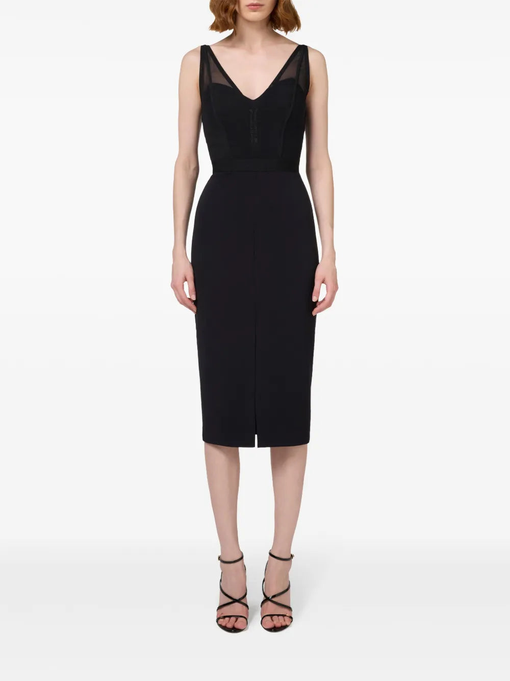 Bustier-Top Crepe Midi Dress