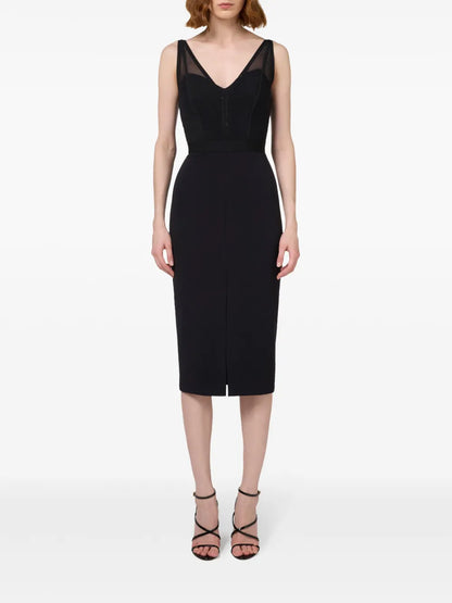 Bustier-Top Crepe Midi Dress