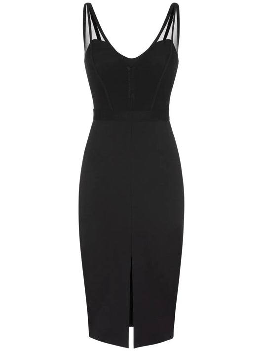 Bustier-Top Crepe Midi Dress