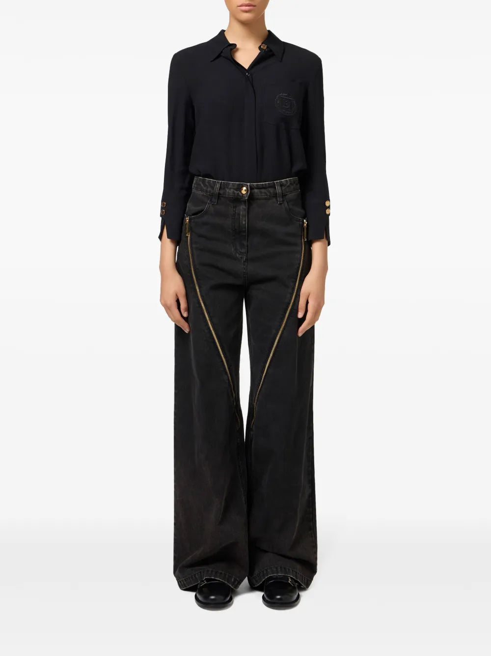 Zipped Wide-Leg Jeans