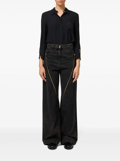 Zipped Wide-Leg Jeans