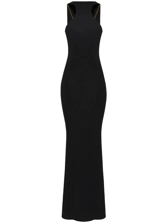 Red Carpet Necklace-Detail Jersey Dress