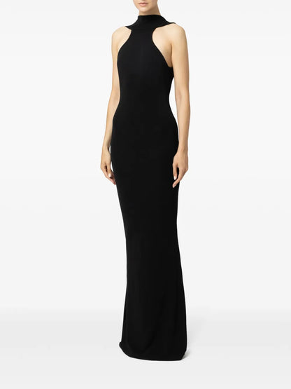 Red Carpet Necklace-Detail Jersey Dress