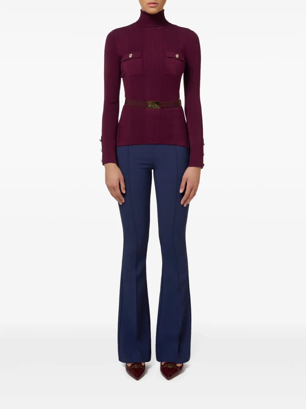 Horsebit-Detail Flared Trousers