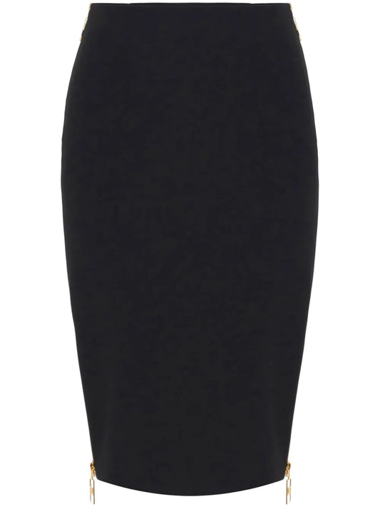 Zip-Detail Crepe Skirt