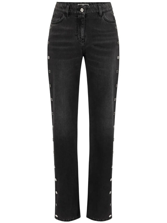 Button-Embellished Jeans