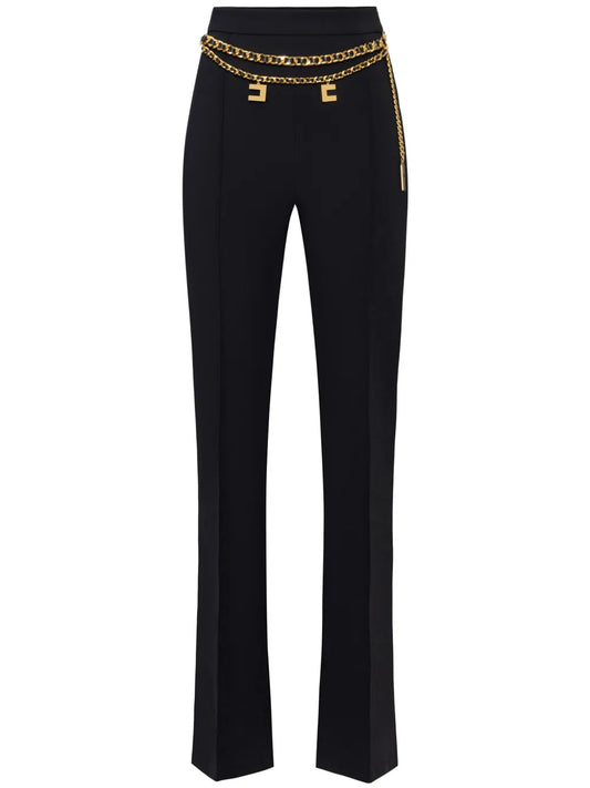Belted Crepe Palazzo Trousers
