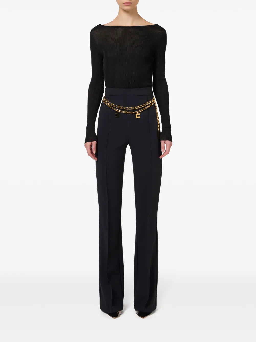 Belted Crepe Palazzo Trousers