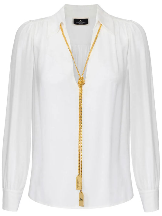 Necklace-Appliqué Georgette Blouse