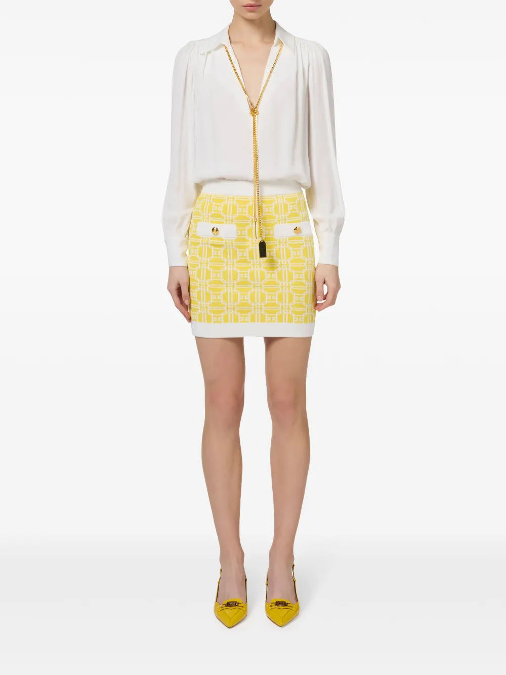 Necklace-Appliqué Georgette Blouse