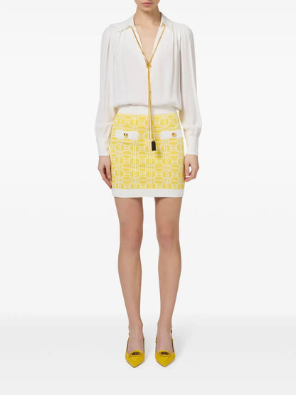 Necklace-Appliqué Georgette Blouse
