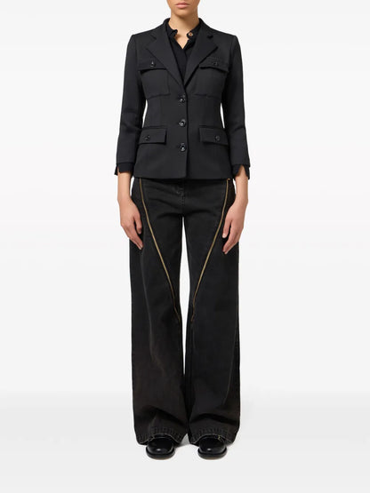 Single-Breasted Crepe Blazer