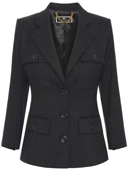 Single-Breasted Crepe Blazer