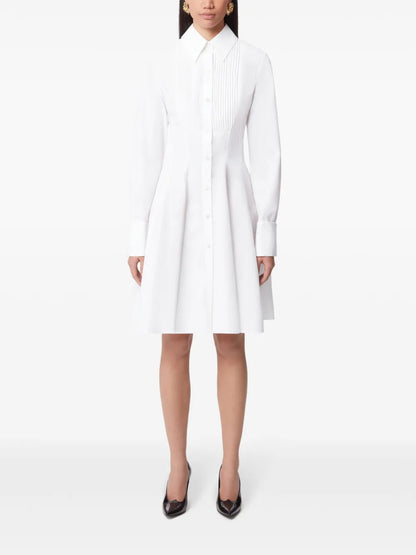 Pintuck-Detailing Poplin Shirt Dress