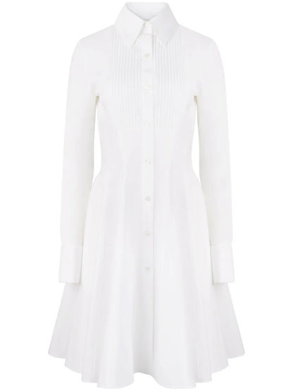 Pintuck-Detailing Poplin Shirt Dress