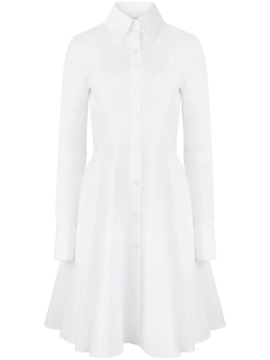 Pintuck-Detailing Poplin Shirt Dress