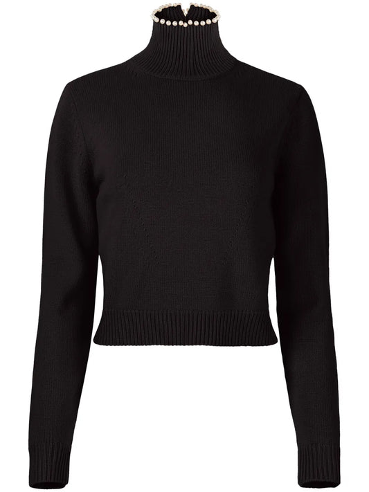 Bead-Embellished Wool-Blend Jumper