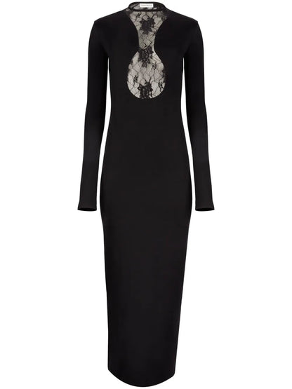 Lace-Panelling Maxi Dress