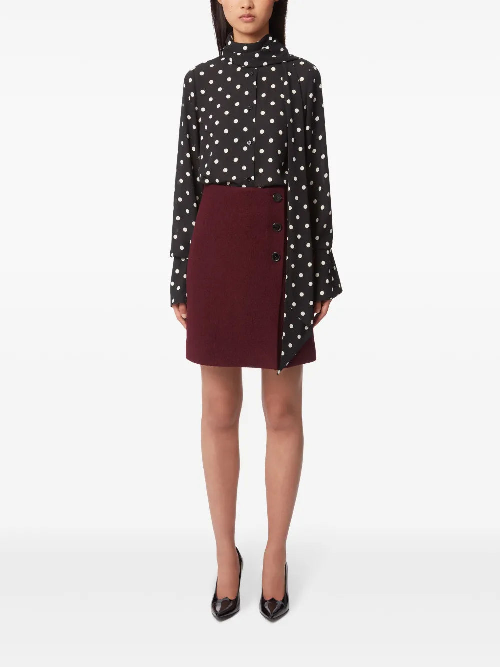 Polka-Dot Pussy-Bow Shirt