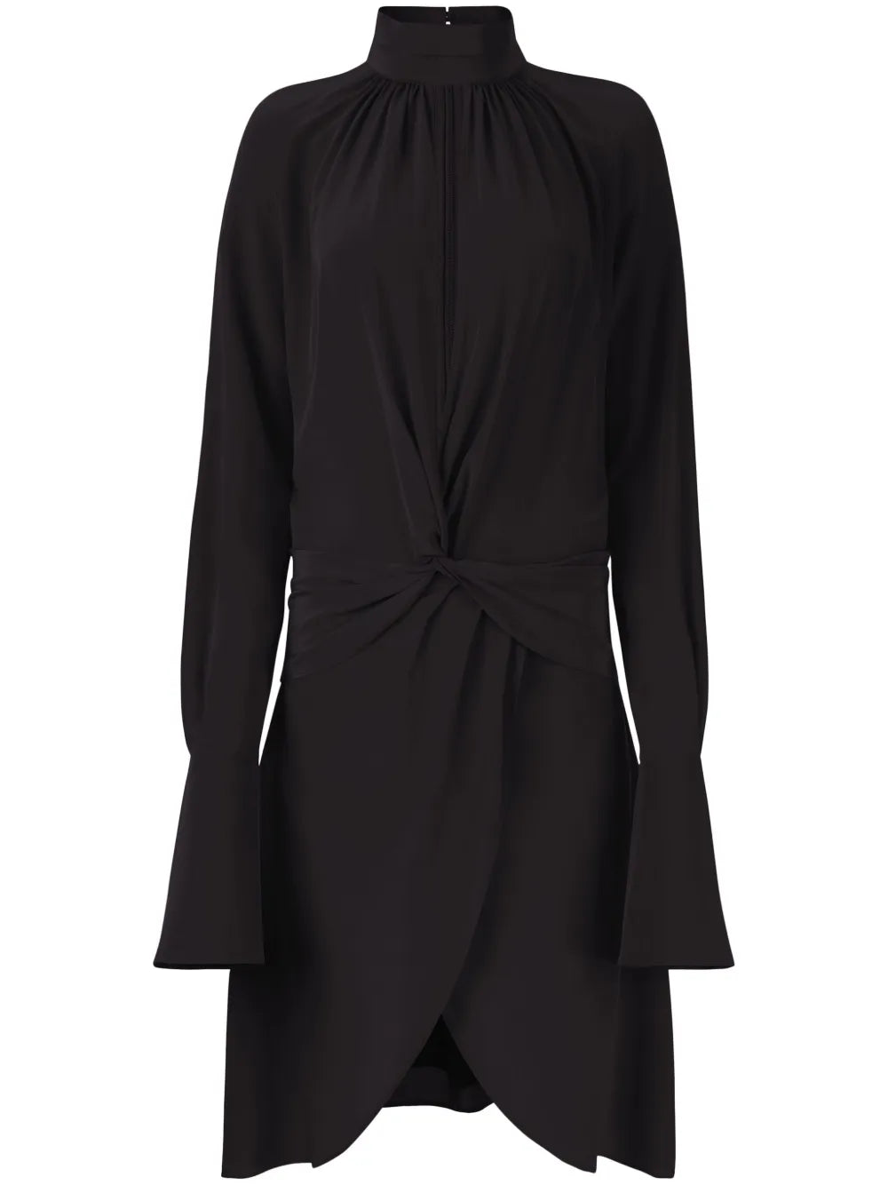 High-Neck Silk Midi Dress