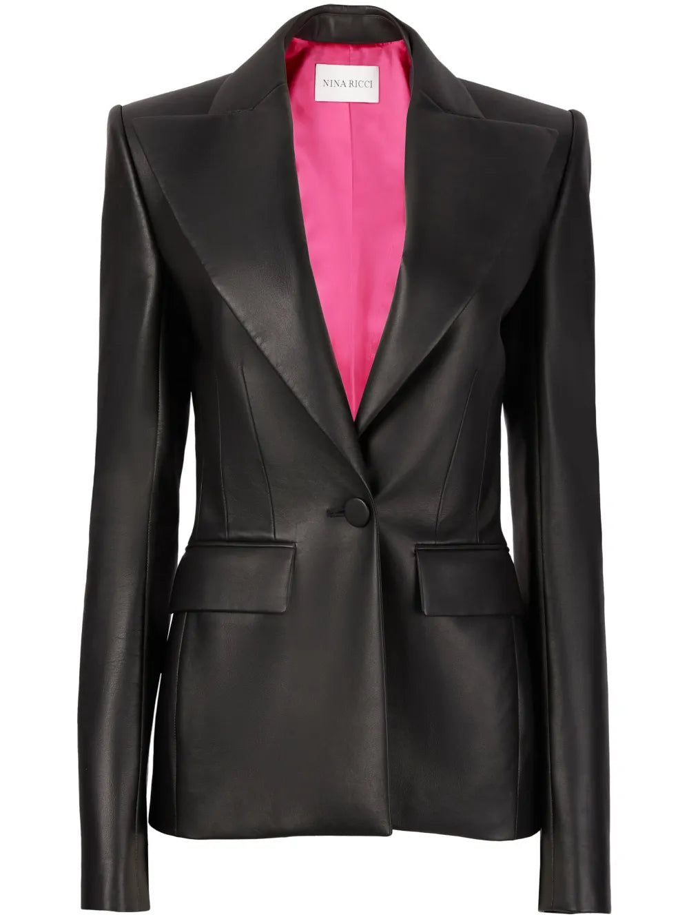 Single Button Leather Blazer