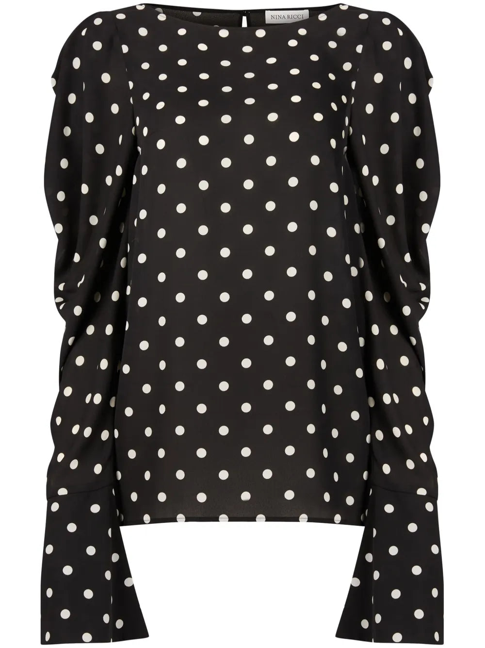 Polka-Dot Puff-Sleeves Blouse