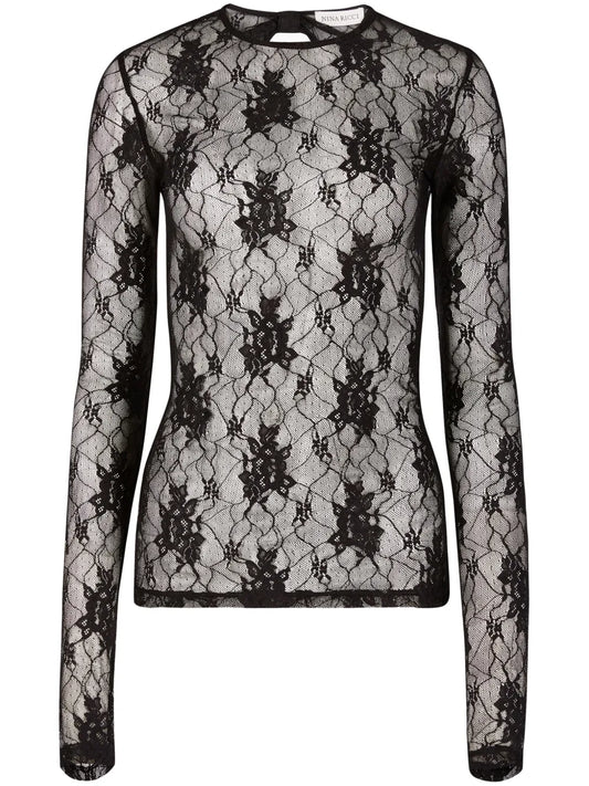 Floral-Lace Open-Back Top