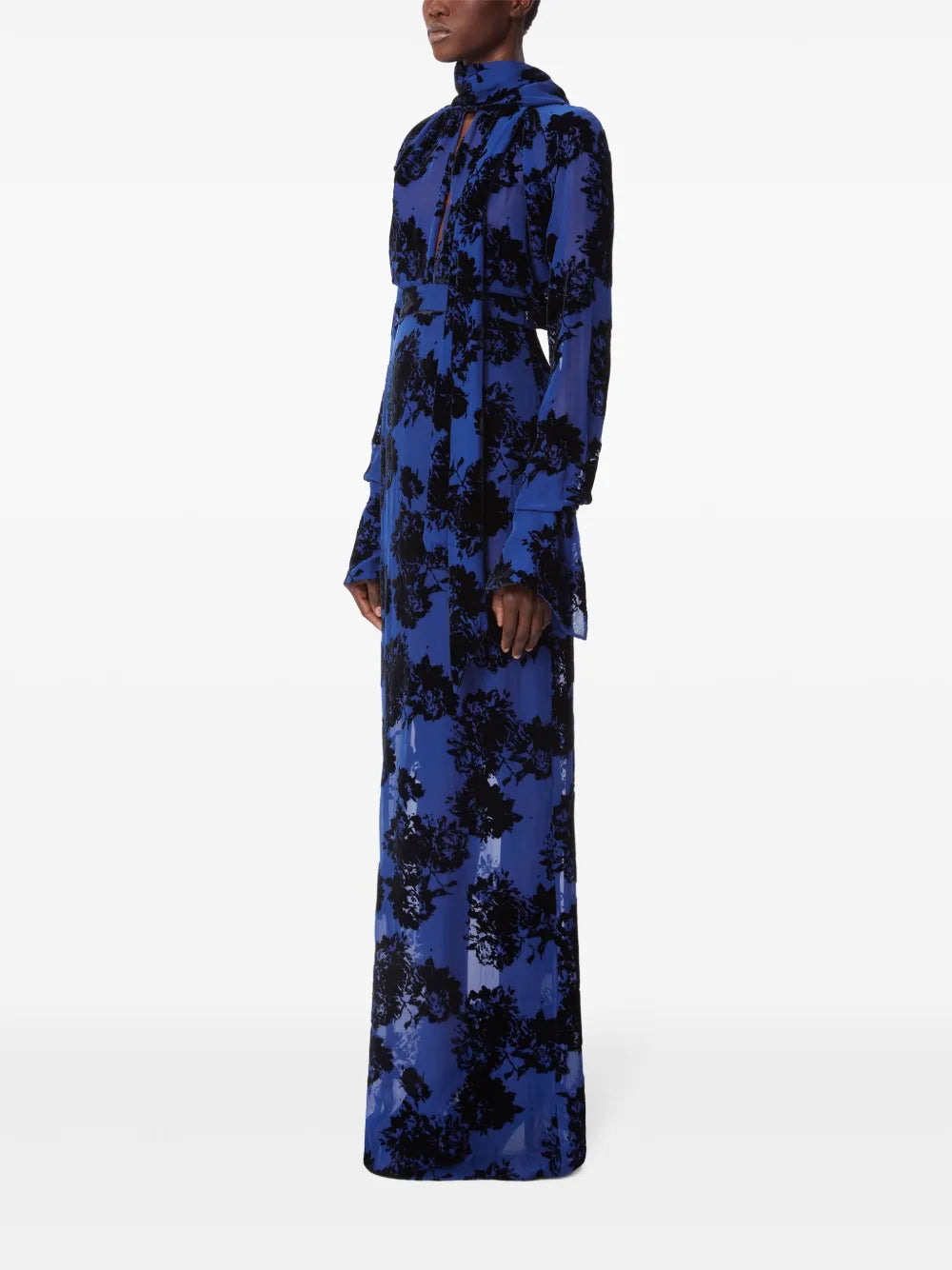 Floral-Print Pussy Bow-Collar Blouse