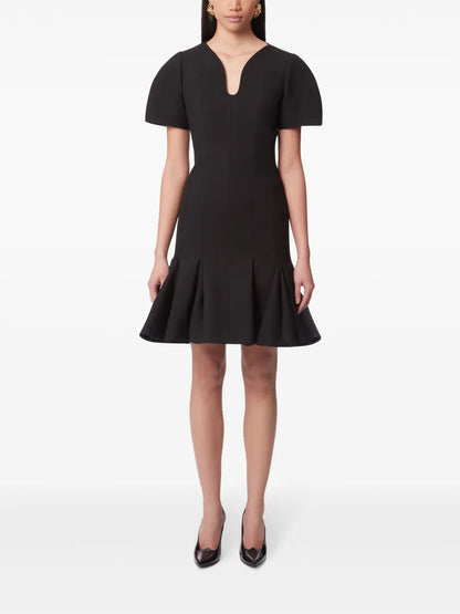 Peplum-Hem Wool Dress