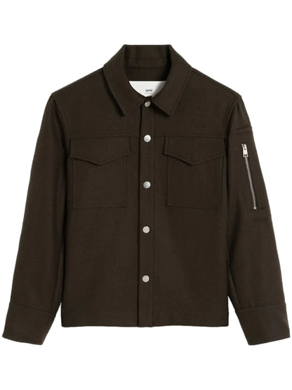 Button-Up Wool Shirt Jacket
