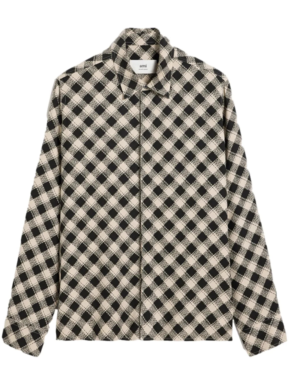 Checked Double Topstitching Shirt