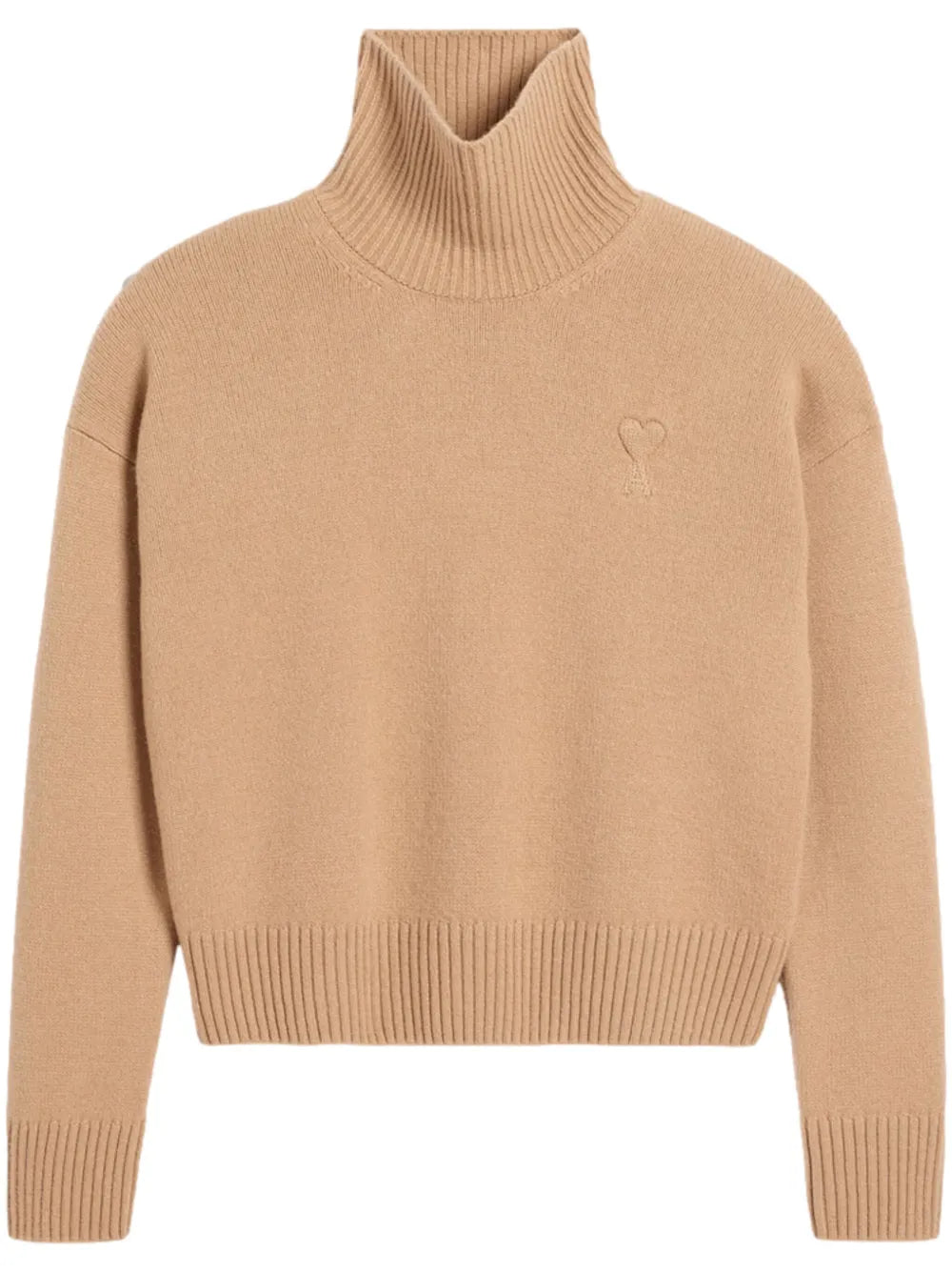 Embossed Ami De Coeur Roll-Neck Jumper