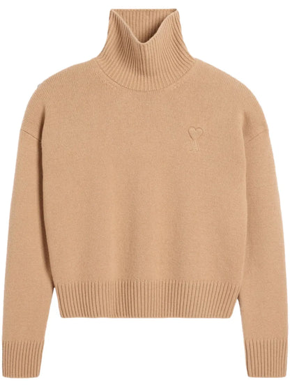 Embossed Ami De Coeur Roll-Neck Jumper