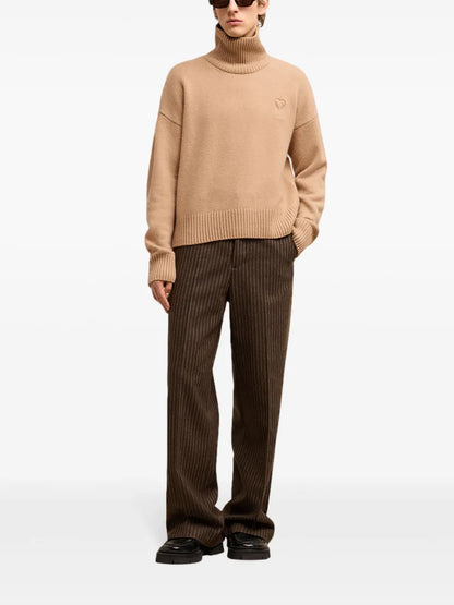 Embossed Ami De Coeur Roll-Neck Jumper