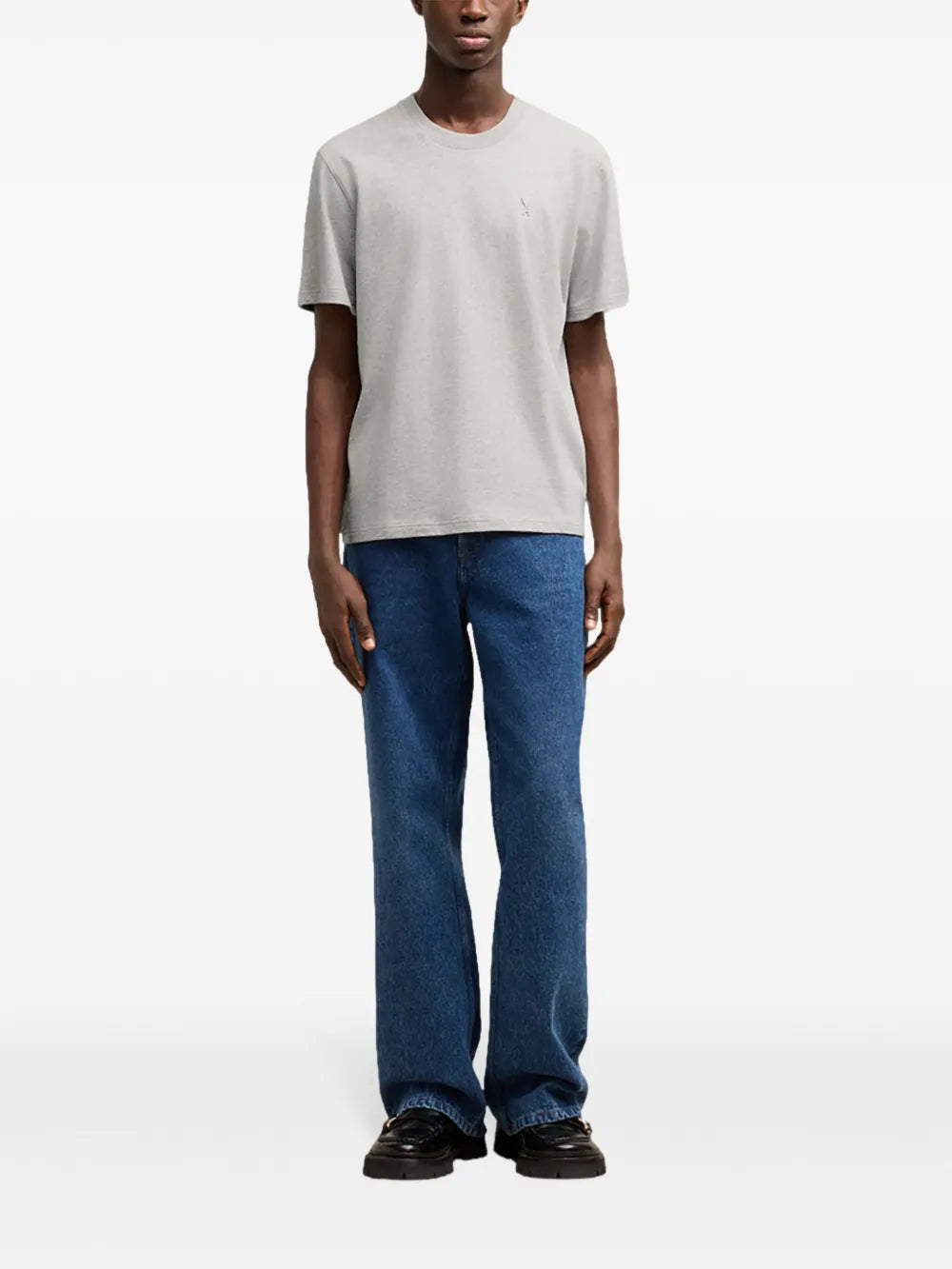 Embroidered Logo Ribbed Neck T-Shirt
