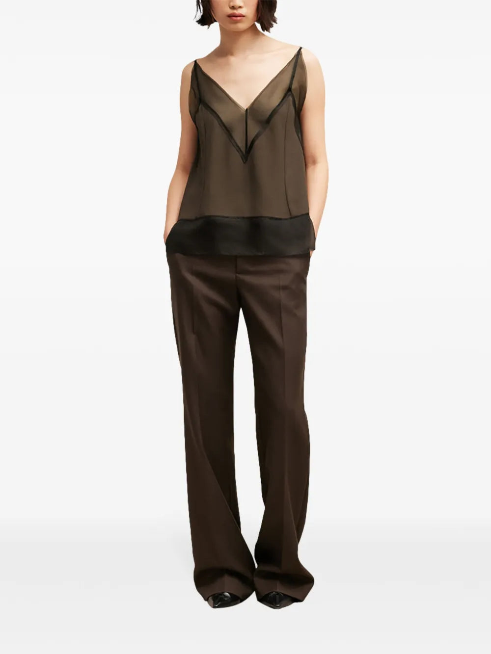 V-Neck Semi-Sheer Top