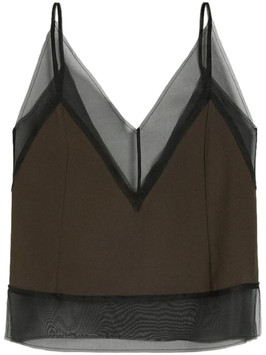 V-Neck Semi-Sheer Top