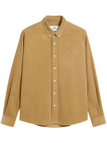 Logo-Embroidered Corduroy Cotton Shirt