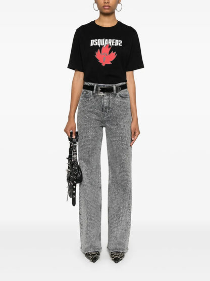 Horror Maple Leaf-Print T-Shirt