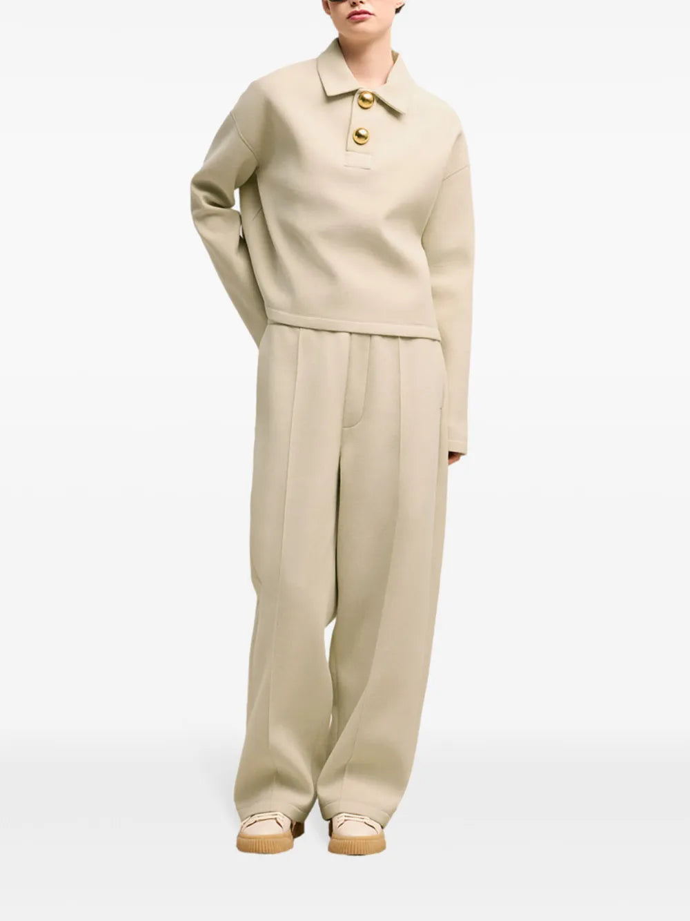 Drop-Shoulder Polo Top