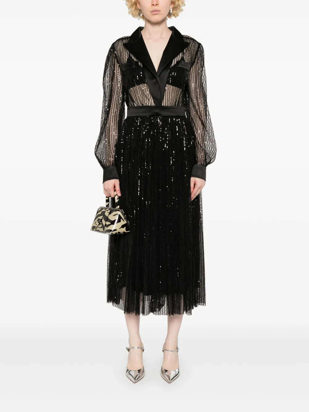 Sequin-Embellished Midi Dress